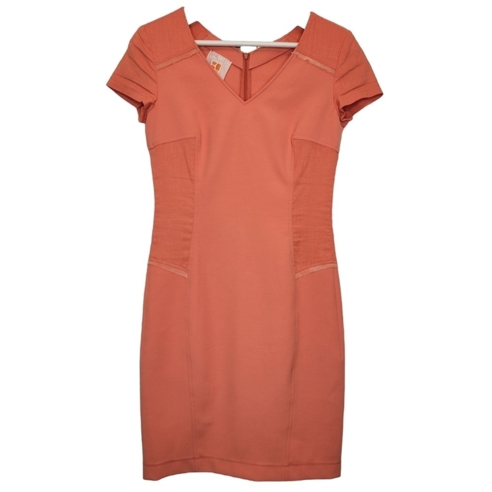 VTG HUGO BOSS‎ Short Sleeve Sheath Dress Sz 2 Orange Business Casual Old Money - Picture 2 of 13